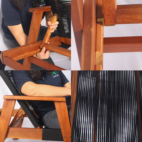 Classic Acacia Wood Outdoor Sun Lounger with Rope Design