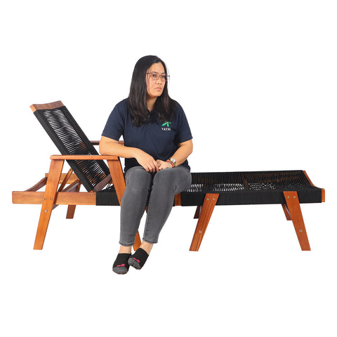 Classic Acacia Wood Outdoor Sun Lounger with Rope Design