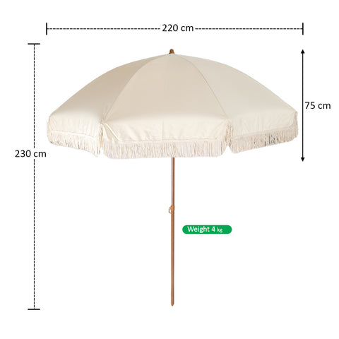 Bohemian Vintage Umbrella with Tassels without Base(umbrella only)