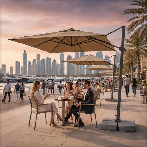 3.5m x 3.5m Outdoor Cantilever Square Umbrella with 120kg Marble Base with assembly