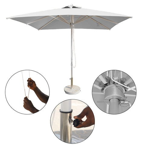 Square Umbrella with Round Marble Base