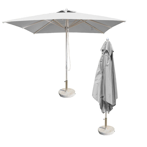 Square Umbrella with Round Marble Base