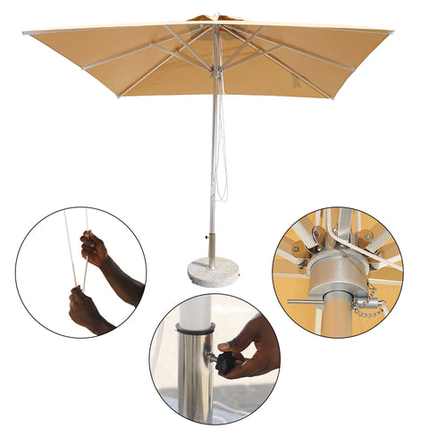 Square Umbrella with Round Marble Base