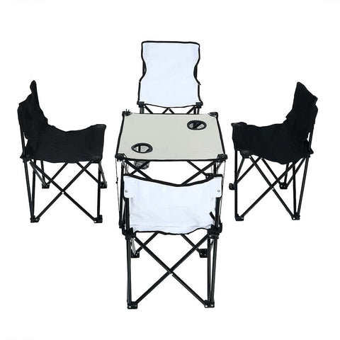 Foldable camping chairs with table