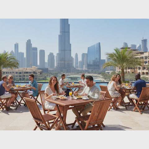 طقم طاولة وكرسي خشبي (5 قطع)