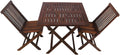 This wooden table and chair set features a square table and folding chairs, perfect for your patio, garden, bistro, balcony or room.