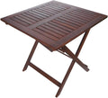 This wooden table and chair set features a square table and folding chairs, perfect for your patio, garden, bistro, balcony or room.