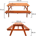 Introducing our Outdoor Wooden Table & Bench Set, complete with an umbrella hole for added convenience and comfort.