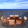 Upgrade your outdoor dining experience with our 7 Piece Solid Acacia Wood Slatted Outdoor Dining Set.