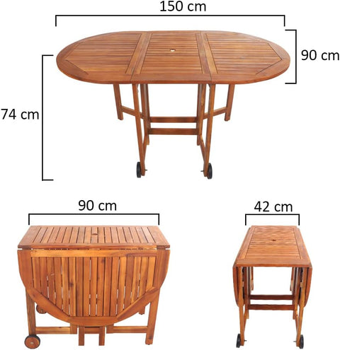 Expertly crafted with 100% acacia wood, this 7-piece patio set is perfect for outdoor gatherings. 