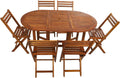 Expertly crafted with 100% acacia wood, this 7-piece patio set is perfect for outdoor gatherings. 
