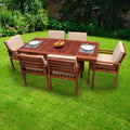 Upgrade your outdoor dining experience with our 7 Piece Solid Acacia Wood Slatted Outdoor Dining Set.