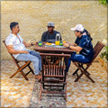 Crafted from eucalyptus wood with oil finishing, this Wooden Table and Chair Set is perfect for outdoor dining. 