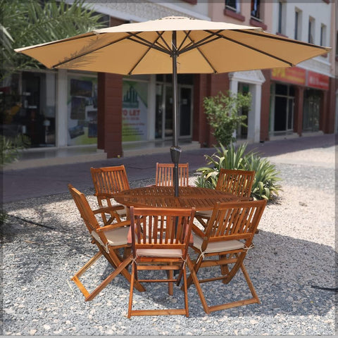 his Outdoor Furniture Wooden Set is the perfect addition to your outdoor space. With 6 chairs and 1 table, this set provides ample seating and surface area for your outdoor activities.